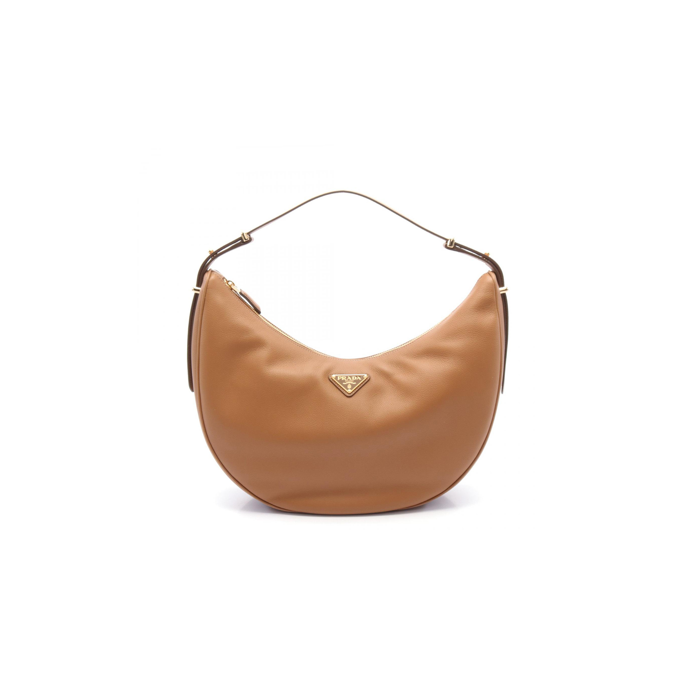PRADA SOFT GRAIN SHOULDER BAG LEATHER BROWN 1BC212 (35*22.5*8cm)